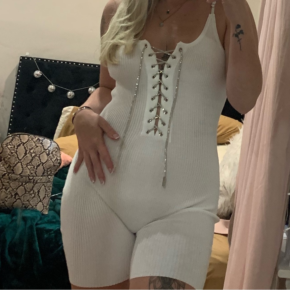 White sparkly detailed one piece